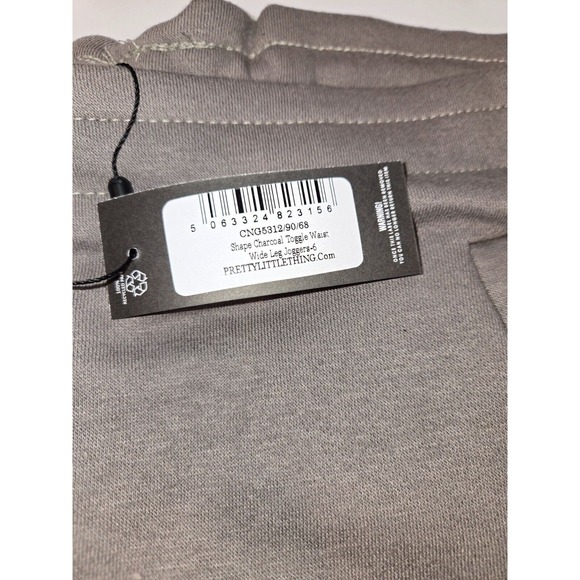 PrettyLittleThing Shape Wide Leg Joggers Charcoal Grey Toggle Waist Size US 4 - Picture 5 of 8